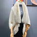 Women Winter Knitted Shawl with Faux Fur Collar Fringe Sweater Ponchos Long Fashion Warm Wraps Elegant Batwing Cardigan Cape Top