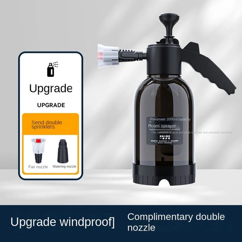 2L Hand Pump Foam Sprayer with 3 Types of Nozzle Hand Pneumatic Foam Cannon Snow Foam Car Wash Spray Bottle Car Window Cleaning