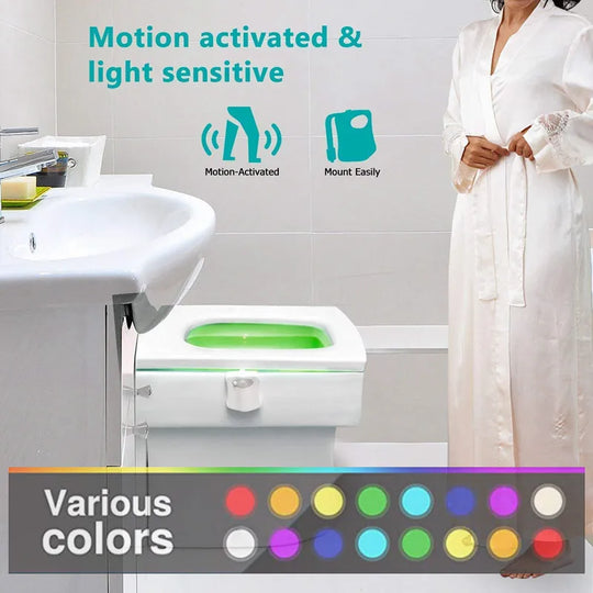 16 Colors Toilet Night Light Motion Sensor Lights Washroom Backlight LED Lamp Toilet Bowl Lighting for Bathroom Decoration