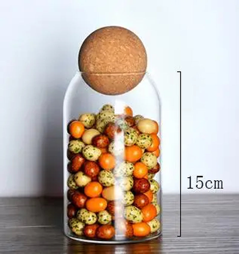 Cork Stopper High Borosilicate Transparent Glass Sealed Can Kitchen Food Grain Storage Can Tea Can Candy Storage Tank Tools