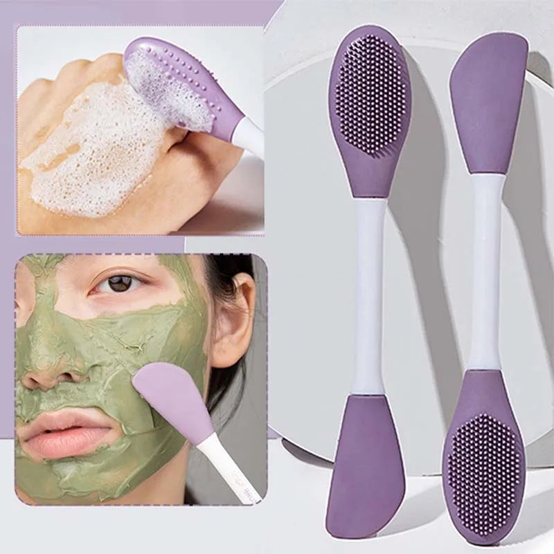 Double-Headed Mask Brush Silicone Face Wash Brush Mud Membrane Special Scraper Coated Beauty Salon Facial Cleansing Tools