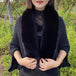 Women Winter Knitted Shawl with Faux Fur Collar Fringe Sweater Ponchos Long Fashion Warm Wraps Elegant Batwing Cardigan Cape Top