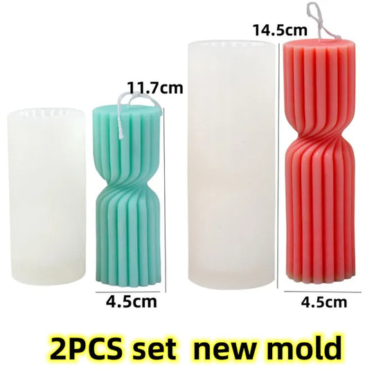 Cylindrical Tall Pillar Candle Molds Ribbed Aesthetic Twist Silicone Mould Geometric Abstract Decora Mold Gifts Craft Home Decor