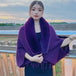 Women Winter Knitted Shawl with Faux Fur Collar Fringe Sweater Ponchos Long Fashion Warm Wraps Elegant Batwing Cardigan Cape Top